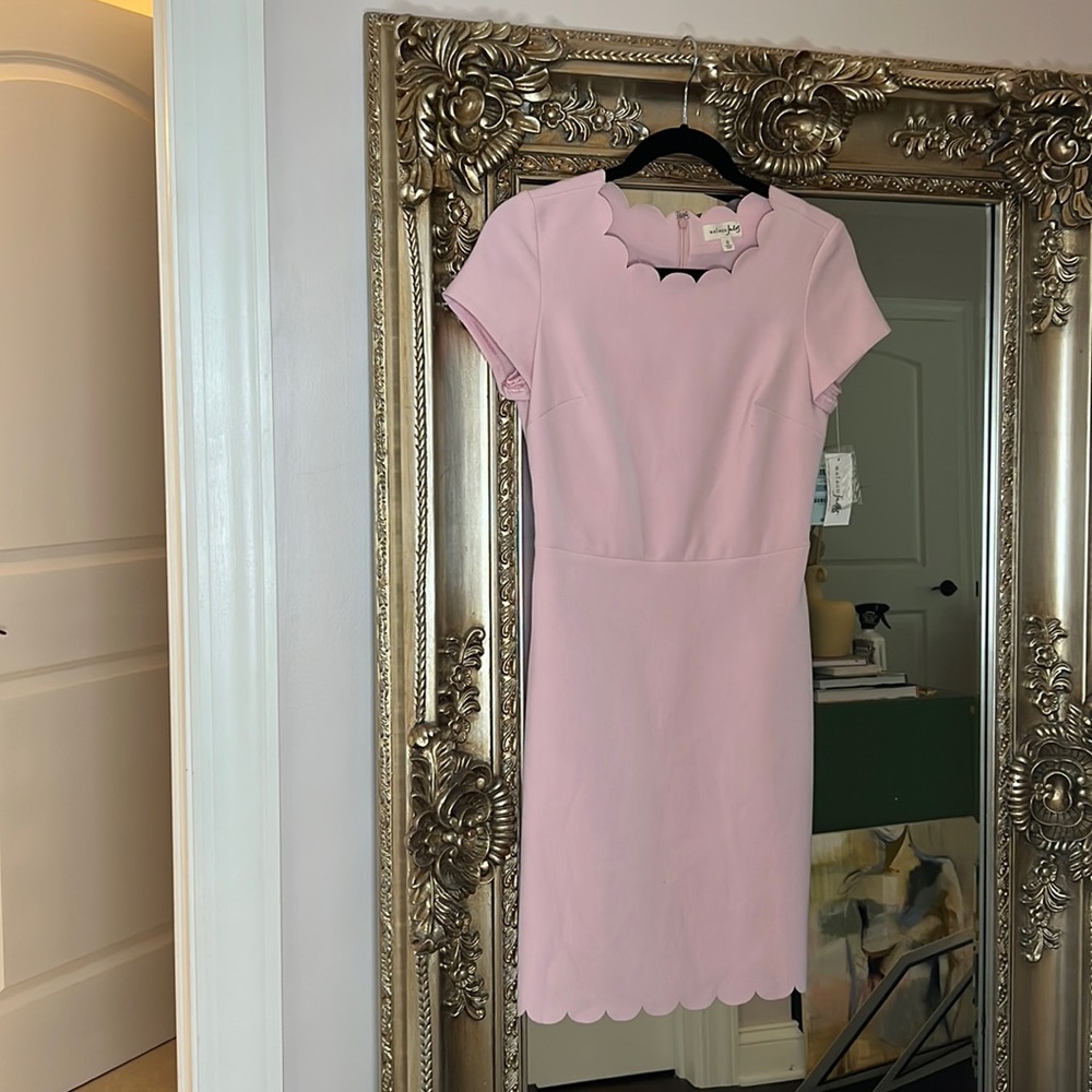 NWT SCALLOPED PINK MIDI DRESS 0